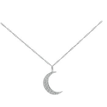 Diamond Crescent Moon Necklace in Sterling Silver 1/10ct (I-J Color, I3
Clarity), 18 inch