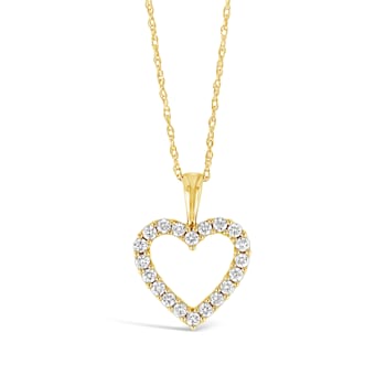 10K Yellow Gold 1/4 Ctw Diamond Open Heart Adjustable Necklace (I-J
Color, I2-I3 Clarity),16-18 inch