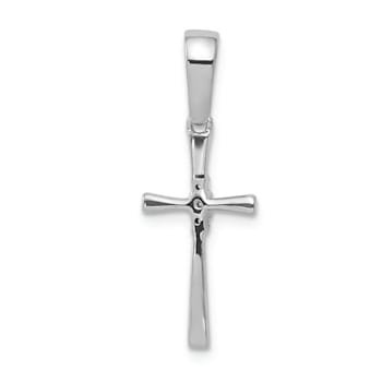 Rhodium Over 14K White Gold 0.02ct. Diamond Cross Pendant