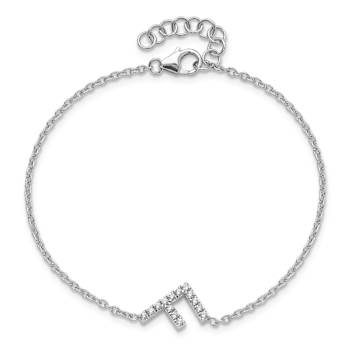 Rhodium Over 14k White Gold Diamond Sideways Letter F Bracelet