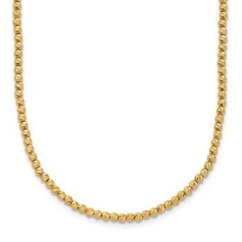 14K Yellow Gold Polished and Diamond-cut Beaded 18-inch Necklace