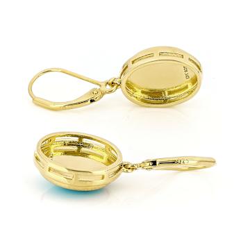 Turquoise Dangle Earrings In 18K Gold Over Sterling Silver