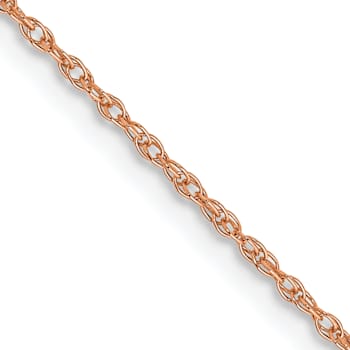 14k Rose Gold 0.7mm Solid Cable 18 Inch Chain