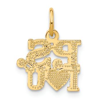 14k Yellow Gold Textured P.S. I Love You pendant