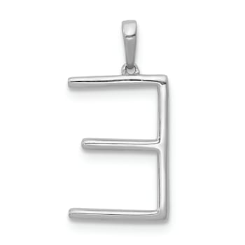 Rhodium Over 14K White Gold Diamond Letter E Initial Pendant