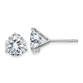 Rhodium Over 14K White Gold 2.50ct. 7.0mm Round J-K Color Moissanite Earrings