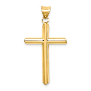 14k Yellow Gold Polished Tube Cross Pendant