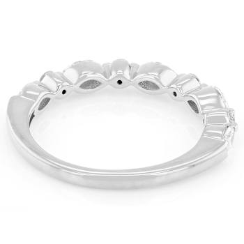 Lab-Grown Diamond Marquise and Round Band Ring in 10k White Gold