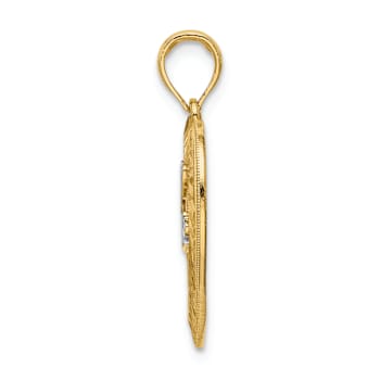 14k Two-tone Gold Diamond-Cut Love Heart Pendant