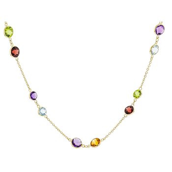 Multi-Gem 14k Yellow Gold 18" Necklace 18.53ctw