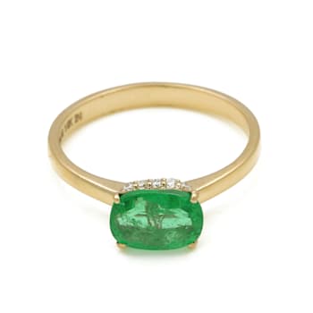 1.45 Ctw Emerald with 0.14 Ctw Diamond Ring in 14K YG