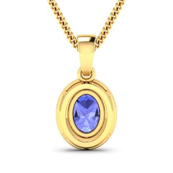 1.09ctw 14K Yellow Gold Tanzanite and White Diamond Pendant with 18 inch
Cable Chain