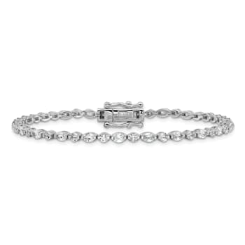 Rhodium Over Sterling Silver Polished Round and Oval Cubic Zirconia
Tennis Bracelet