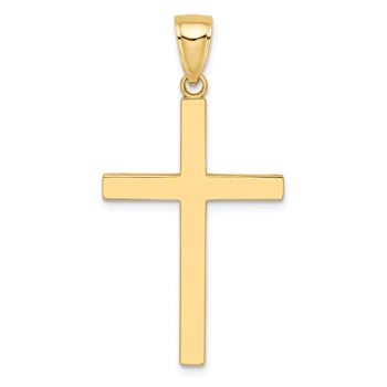 14k Yellow Gold Solid Reversible Latin Cross Pendant