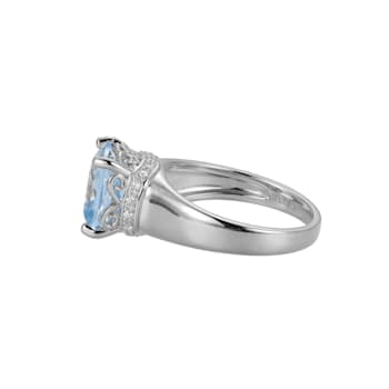 Lab Blue Spinel And White Cubic Zirconia Platinum Over Silver March
Birthstone Ring 3.79ctw