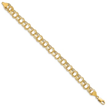 10k Yellow Gold 8.5mm Diamond-Cut Triple Link Charm Bracelet
