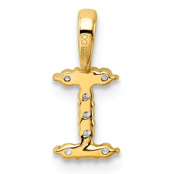 14K Yellow Gold Lab Grown Diamond Letter I Initial Pendant