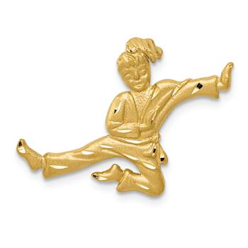 14k Yellow Gold Satin and Diamond-Cut Open-backed Karate Female Chain
Slide Pendant