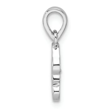 Rhodium Over Sterling Silver Multi-color Enameled Cat Children's Pendant