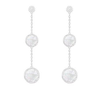 White Mother of Pearl Rhodium Over Sterling Silver Earrings