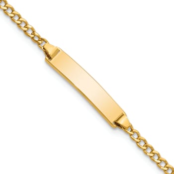 14k Yellow Gold Children's Polished Cuban Link ID Bracelet