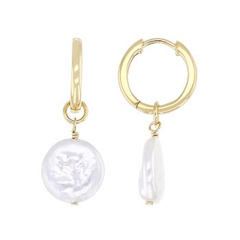 Freshwater Pearl Drop Earrings 9mm In 14K Gold Over Sterling Silver