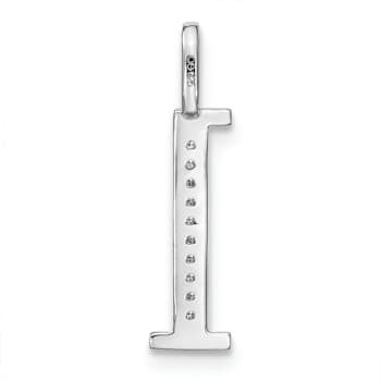 14K White Gold Diamond Lower Case Letter L Initial Pendant