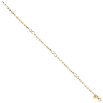 14K Yellow Gold Polished Infinity Symbol 9-inch Plus 1-inch Extension Anklet