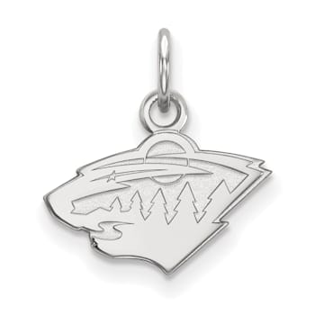 Rhodium Over Sterling Silver NHL LogoArt Minnesota Wild Extra Small Pendant