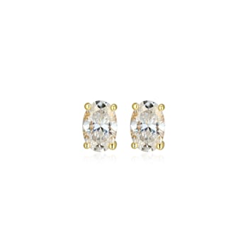 Oval Moissanite 14k Yellow Gold Over Silver Stud Earrings 1.00ctw DEW