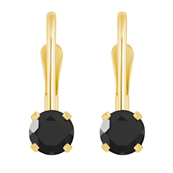 4mm Round Black Onyx 14k Yellow Gold Drop Earrings