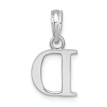 Sterling Silver Polished Block Initial -D- Pendant