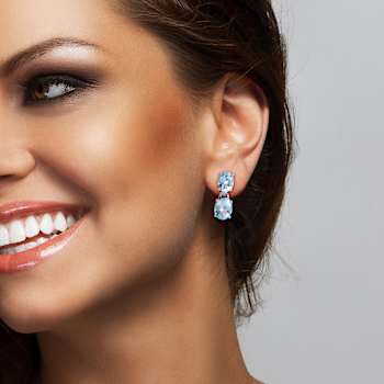 12.63ctw Sky Blue Topaz Dangle Earrings in Sterling Silver