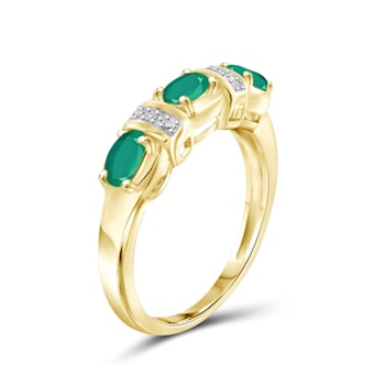 Green Emerald 14K Gold Over Sterling Silver Ring 0.90ctw