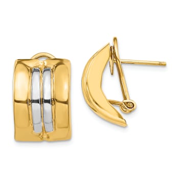 14k yellow Gold and Rhodium Over 14k Yellow Gold Stud Earrings