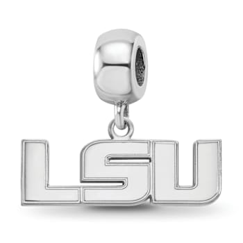 Sterling Silver Rhodium-plated LogoArt Louisiana State University Small
Dangle Bead