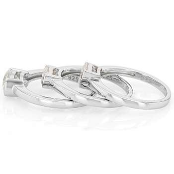 Moissanite Stackable Ring Set In Platinum-Enhanced Sterling Silver
2.88ctw Diamond Equivalent Weight