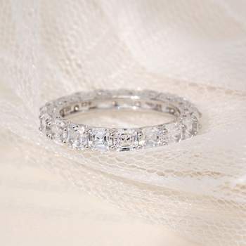 White Cubic Zirconia Platinum Over Sterling Silver Asscher Cut Ring 4.75ctw