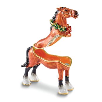 SPIRIT OF CHRISTMAS Horse with Wreath Trinket Box