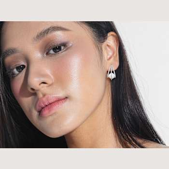 Rachel Zoe Freshwater Pearl and CZ Cage Hoop Earrings in Rhodium Over
Sterling Silver