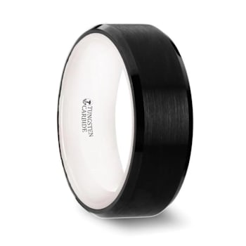 SIGMA Black Tungsten Brushed Center Men’s Wedding Band with Polished
Edges & White Interior 8mm