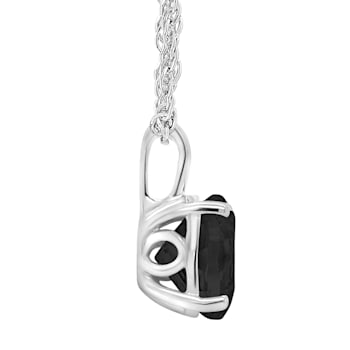 8mm Round Black Onyx Rhodium Over Sterling Silver Pendant With Chain