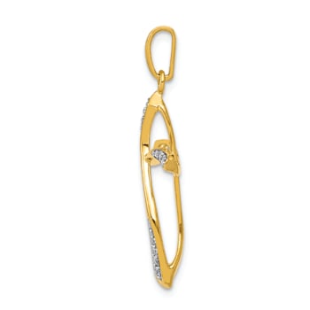 10k Yellow Gold and Rhodium Over 10k Yellow Gold Diamond Cross Pendant