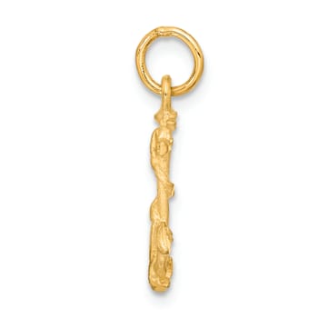 14k Yellow Gold 3D Diamond-Cut and Satin Anchor Pendant