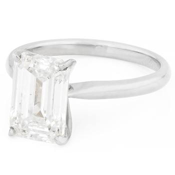 Lab-Grown Diamond Emerald-Cut Solitaire Ring In 14K White Gold 3.00ct