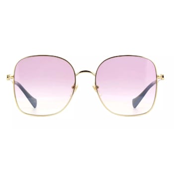 Gucci Gold Tone and Peacock Blue Frame / Violet Lens Sunglasses