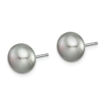 Rhodium Over Sterling Silver 7 Pairs 8-9mm Freshwater Cultured Pearl
Stud Ear Set