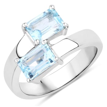 Sky Blue Topaz Bypass Ring In Sterling Silver 2.14ctw