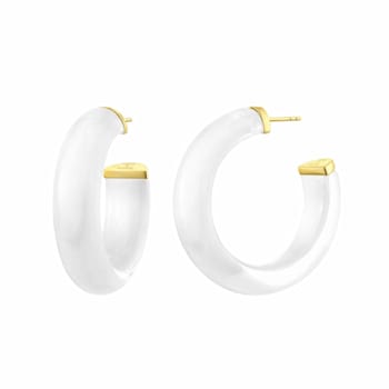 14K Yellow Gold Over Sterling Silver Small Illusion Acrylic Hoop
Earrings in Dove