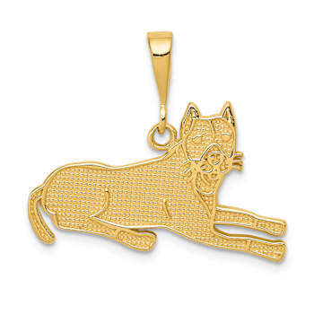 14k Yellow Gold Textured Pit Bull Pendant